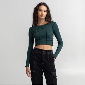 Tillys: Full Tilt Exposed Seam Patchwork Crop Top Size: Small